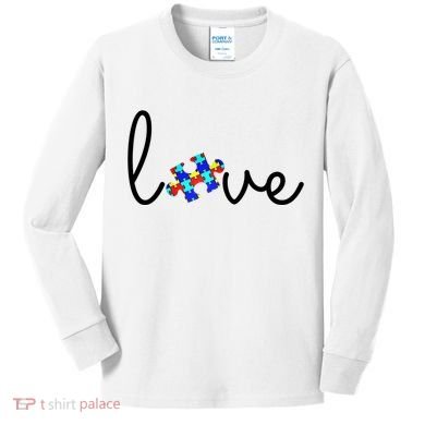 Love Autism Awareness Puzzle Piece Kids Long Sleeve Shirt