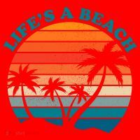 Lifes A Beach Retro Sunset Palm Tree Santa Hat thumb 1