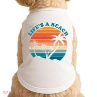 Lifes A Beach Retro Sunset Palm Tree Doggie Tank thumb 0