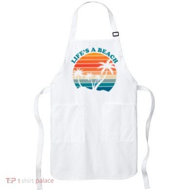 Lifes A Beach Retro Sunset Palm Tree Apron
