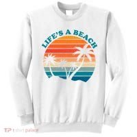 Lifes A Beach Retro Sunset Palm Tree Sweatshirt thumb 0