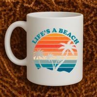 Lifes A Beach Retro Sunset Palm Tree Coffee Mug thumb 2