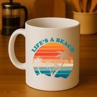 Lifes A Beach Retro Sunset Palm Tree Coffee Mug thumb 4