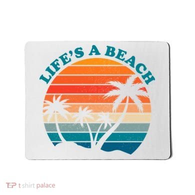 Lifes A Beach Retro Sunset Palm Tree Mousepad