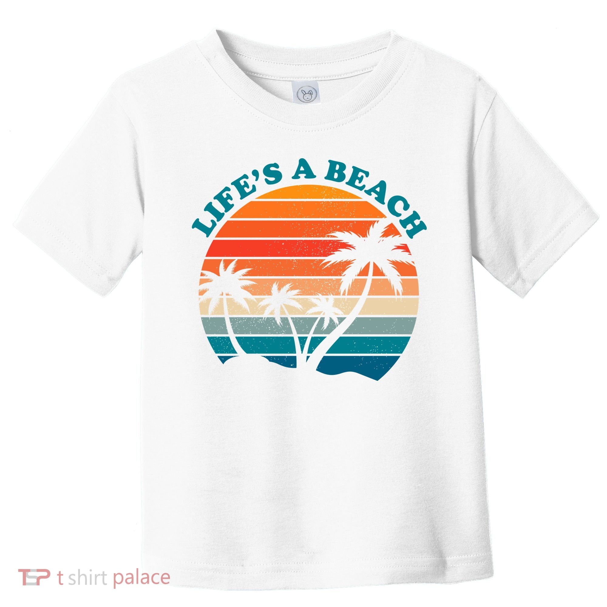 Lifes A Beach Retro Sunset Palm Tree Toddler T-Shirt
