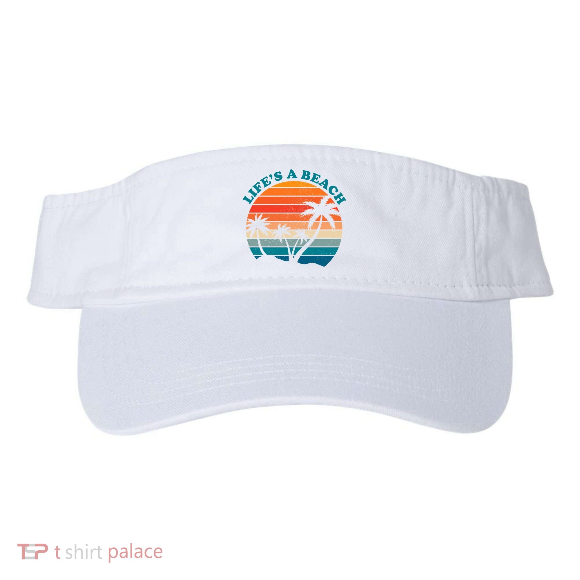 Lifes A Beach Retro Sunset Palm Tree Visor