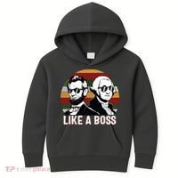 Like A Boss Presidents Day Washington Lincoln Abe George Kids Hoodie thumb 0