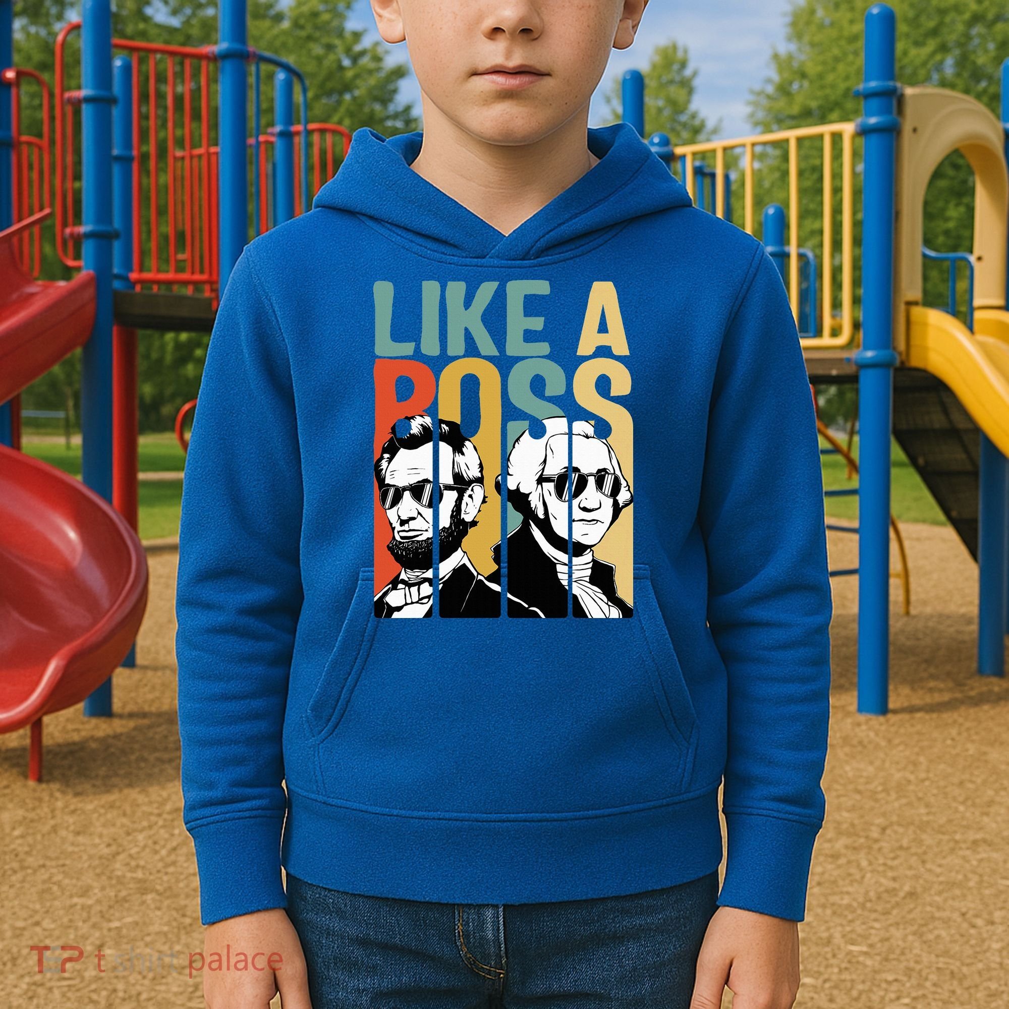 Like A Boss Presidents Day Washington Lincoln Abe George Kids Hoodie