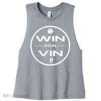 Los Angeles Baseball Win For Vin Microphone Women's Racerback Cropped Tank thumb 0