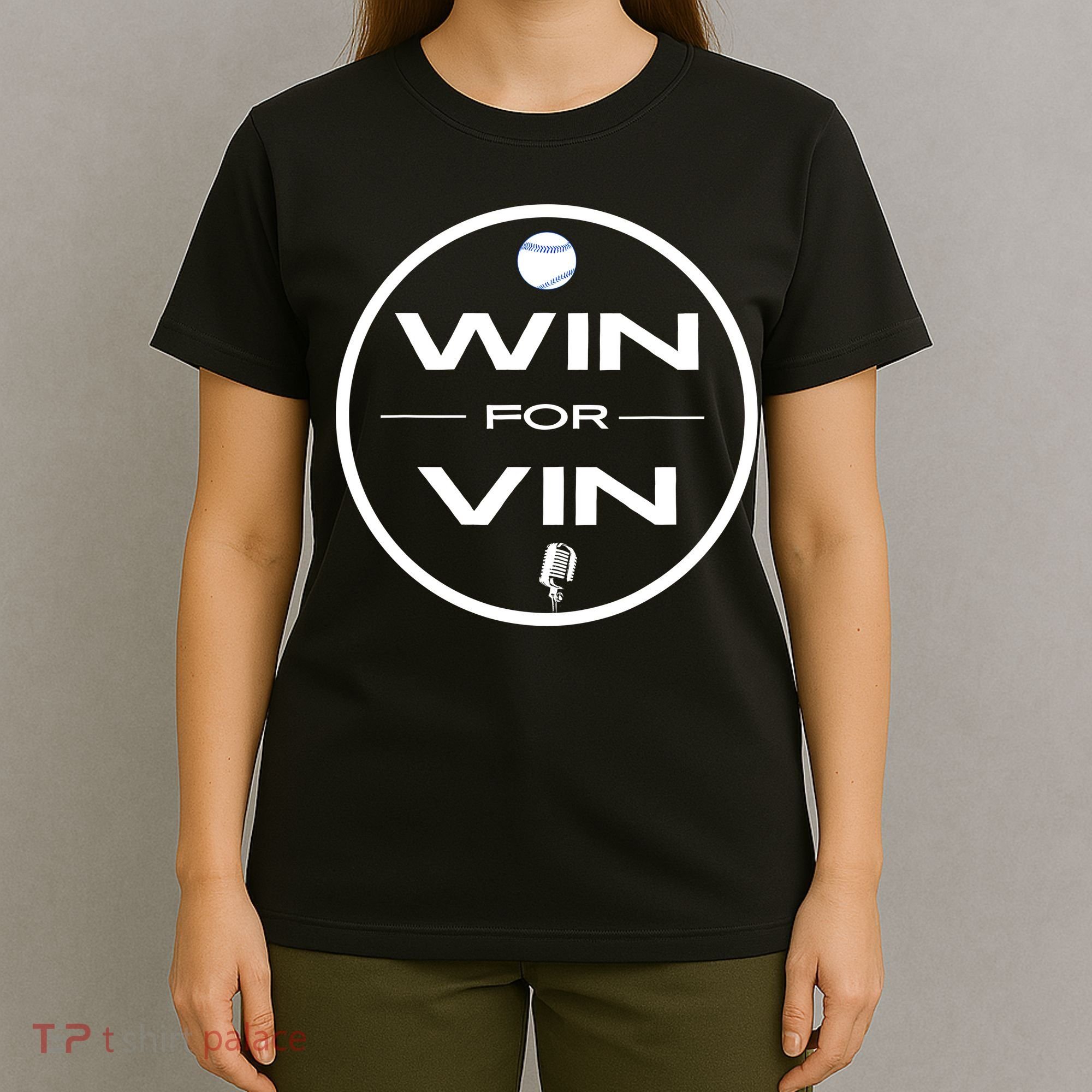 Los Angeles Baseball Win For Vin Microphone T-Shirt