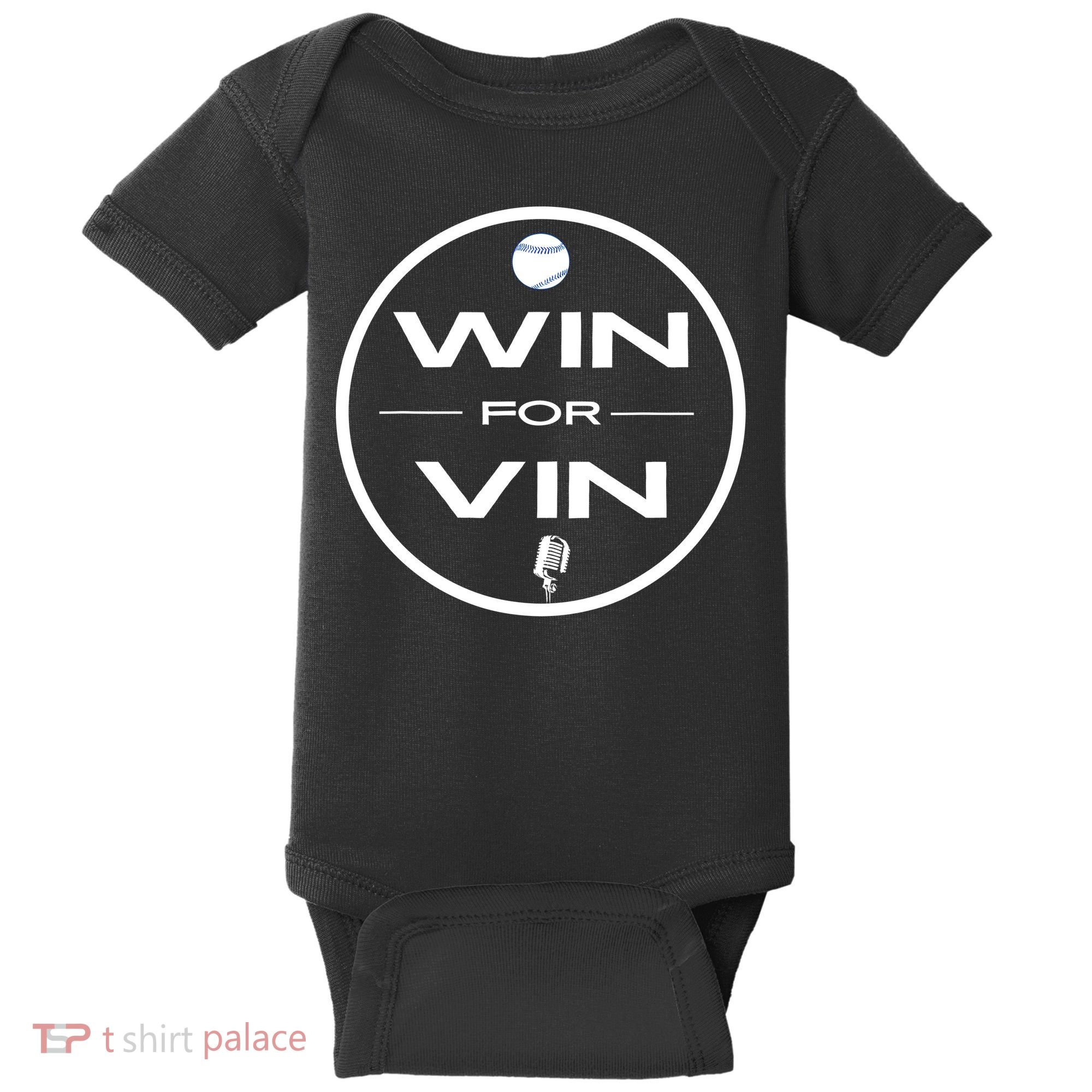 Los Angeles Baseball Win For Vin Microphone Baby Bodysuit