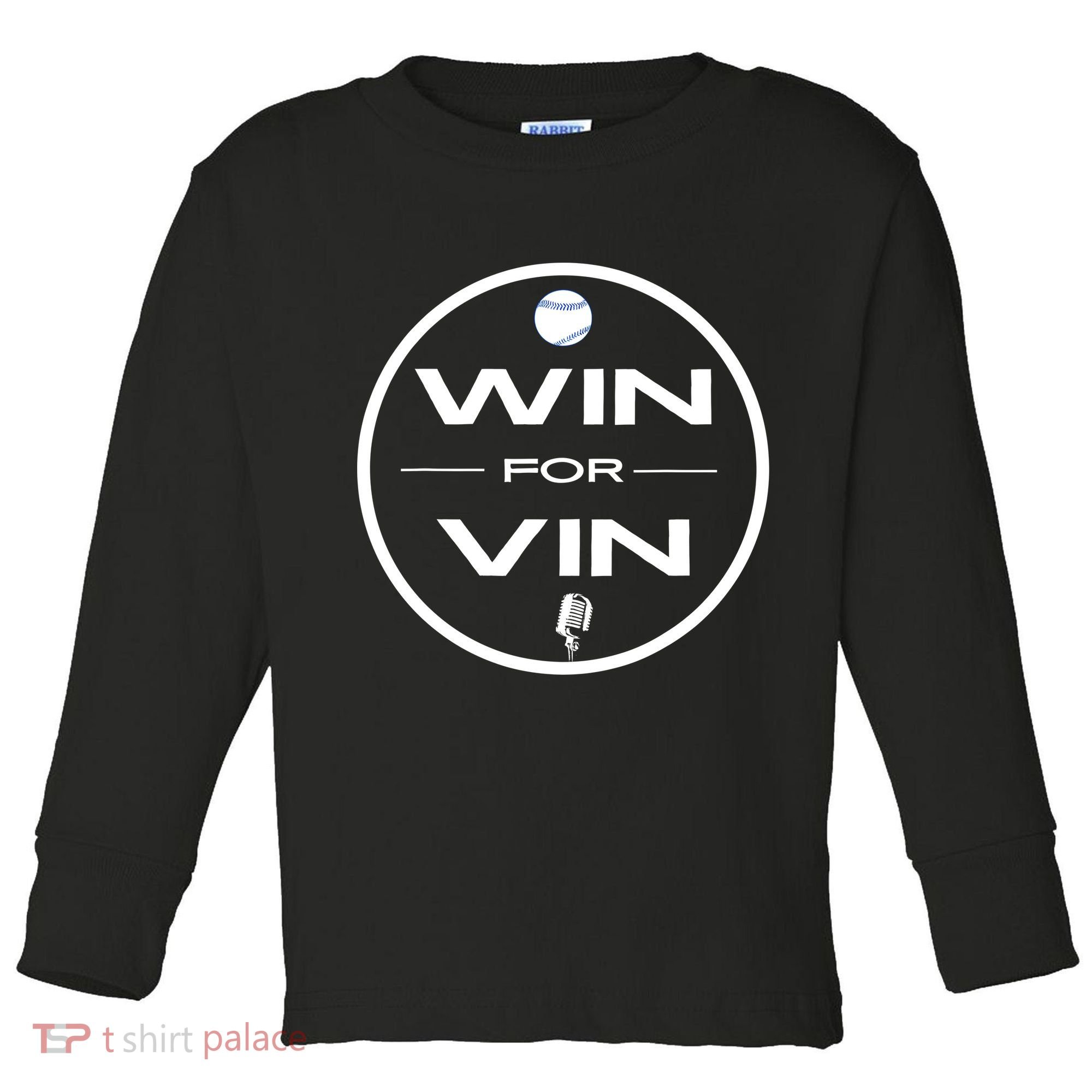 Los Angeles Baseball Win For Vin Microphone Toddler Long Sleeve Shirt