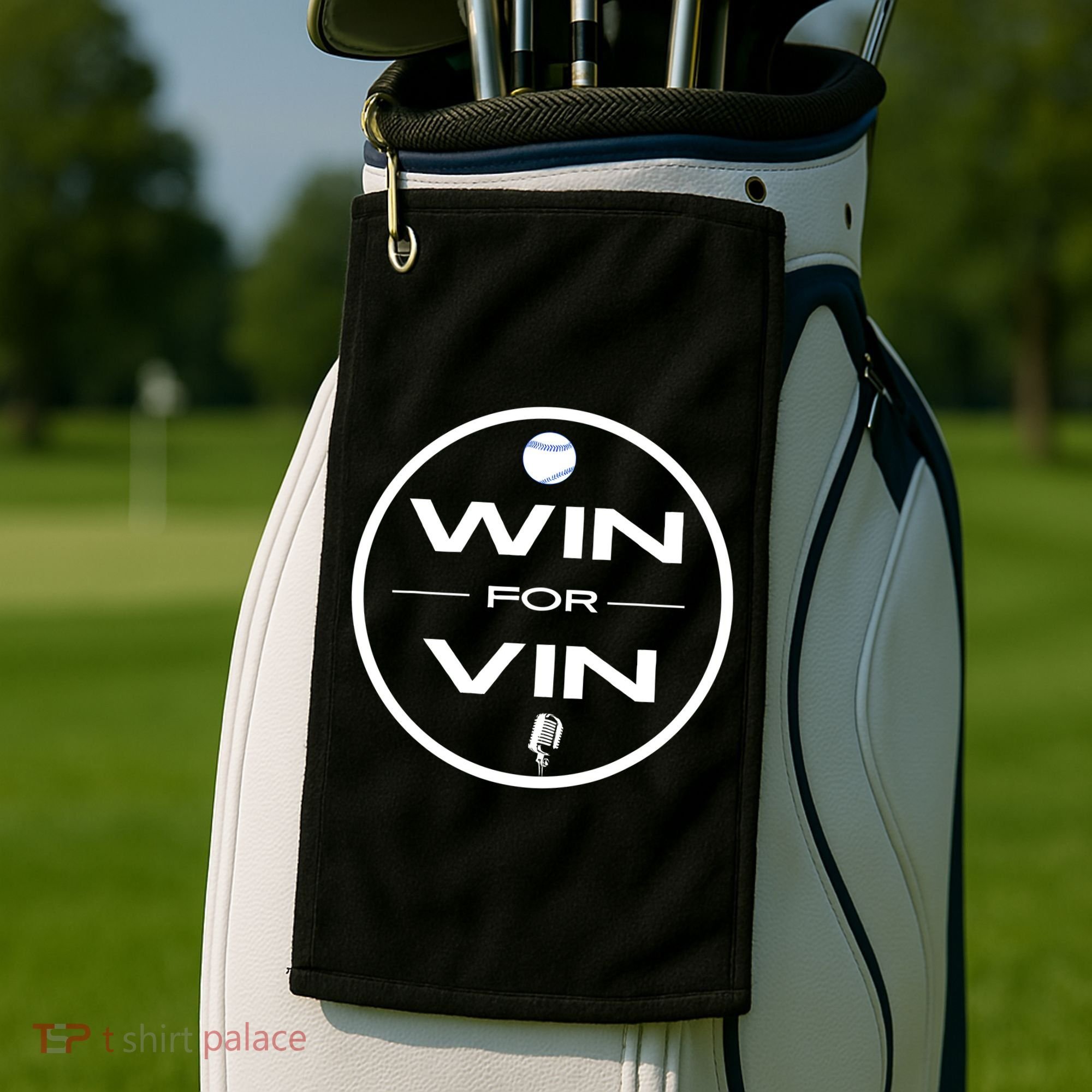 Los Angeles Baseball Win For Vin Microphone Golf Towel