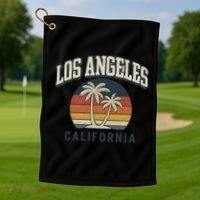 Los Angeles California Retro Golf Towel thumb 1