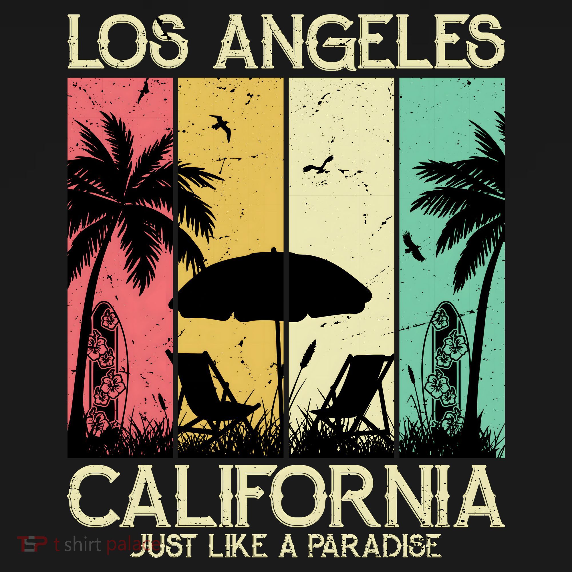 Los Angeles California Just Like A Paradise Retro Polo