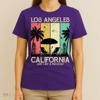 Los Angeles California Just Like A Paradise Retro T-Shirt thumb 4