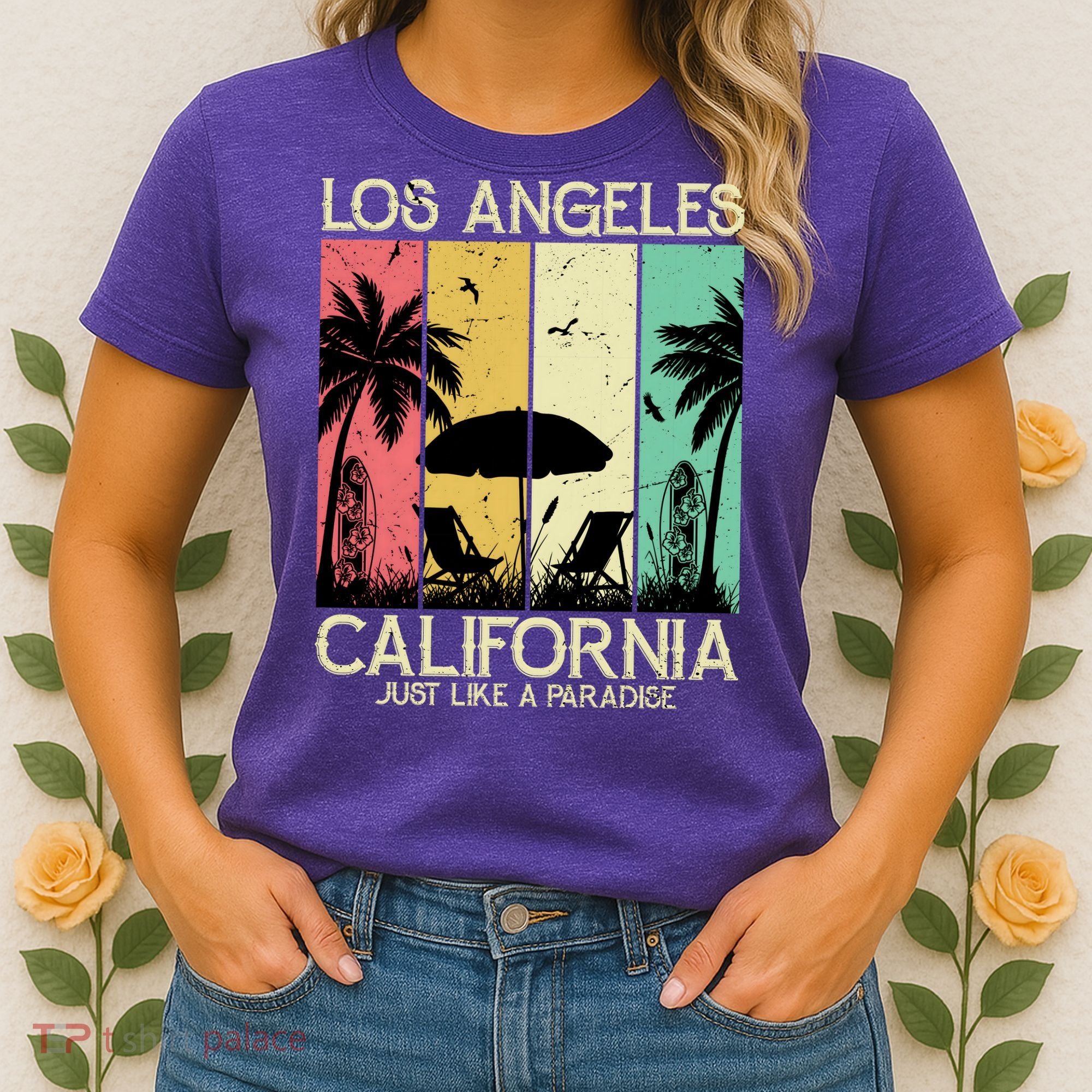 Los Angeles California Just Like A Paradise Retro Women's T-Shirt
