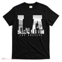 Los Angeles California La Skyline Pride Black White Vintage T-Shirt thumb 0