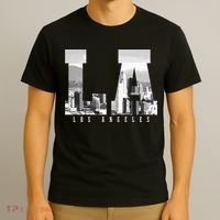 Los Angeles California La Skyline Pride Black White Vintage T-Shirt thumb 3
