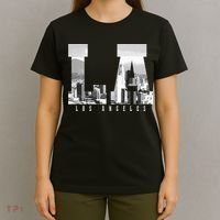 Los Angeles California La Skyline Pride Black White Vintage T-Shirt thumb 4