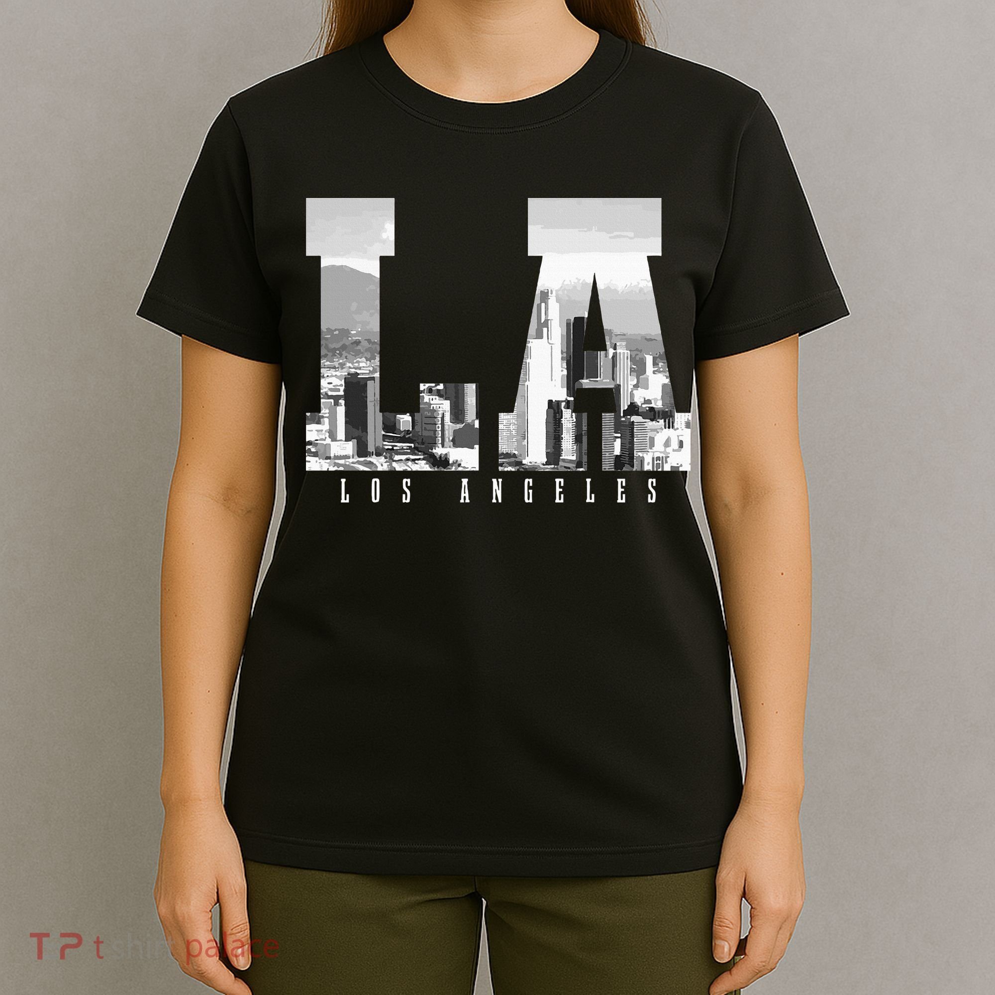 Los Angeles California La Skyline Pride Black White Vintage T-Shirt