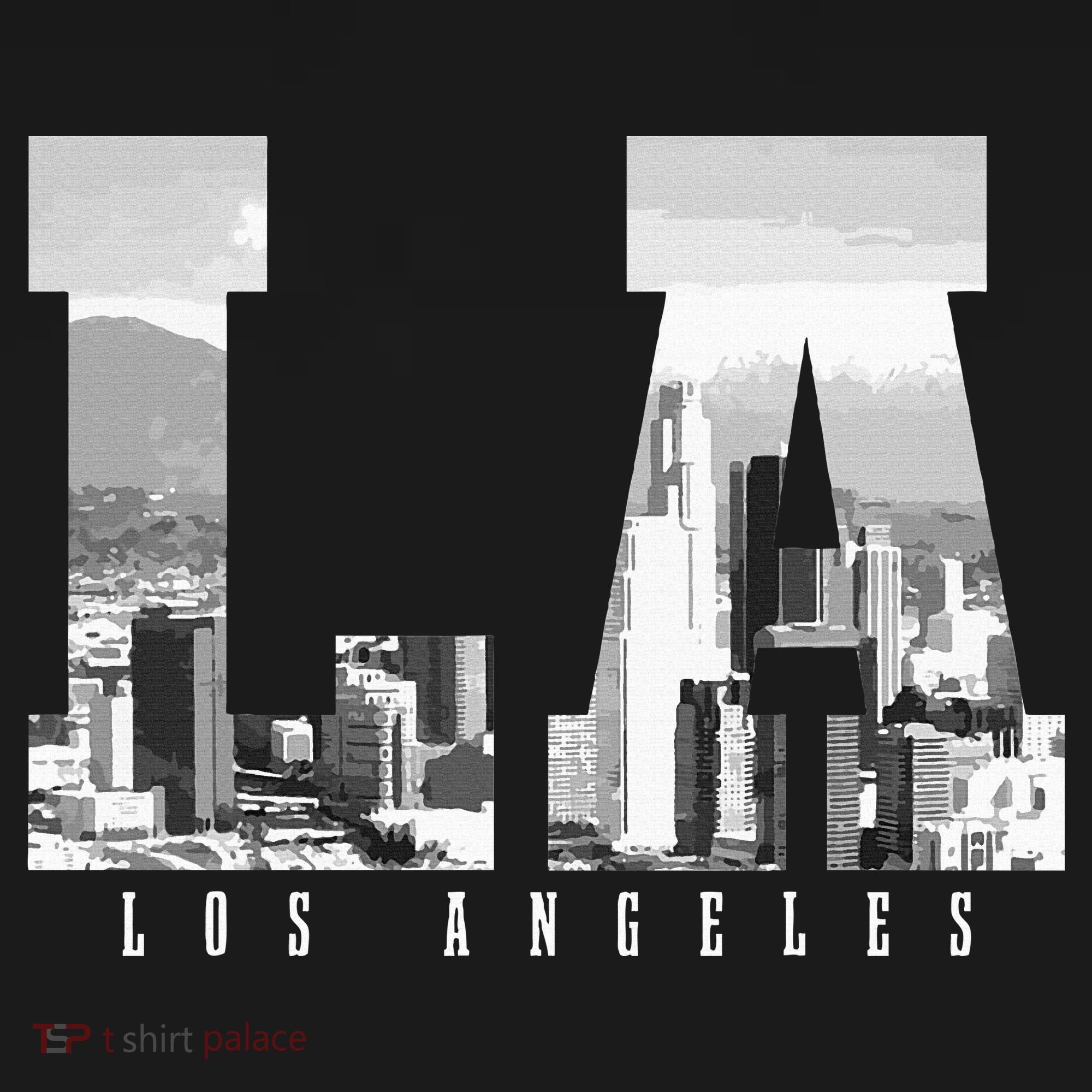 Los Angeles California La Skyline Pride Black White Vintage T-Shirt