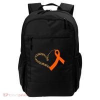 Leukemia Awareness Cancer Leopard Print Heart Orange Ribbon Gift Backpack thumb 0