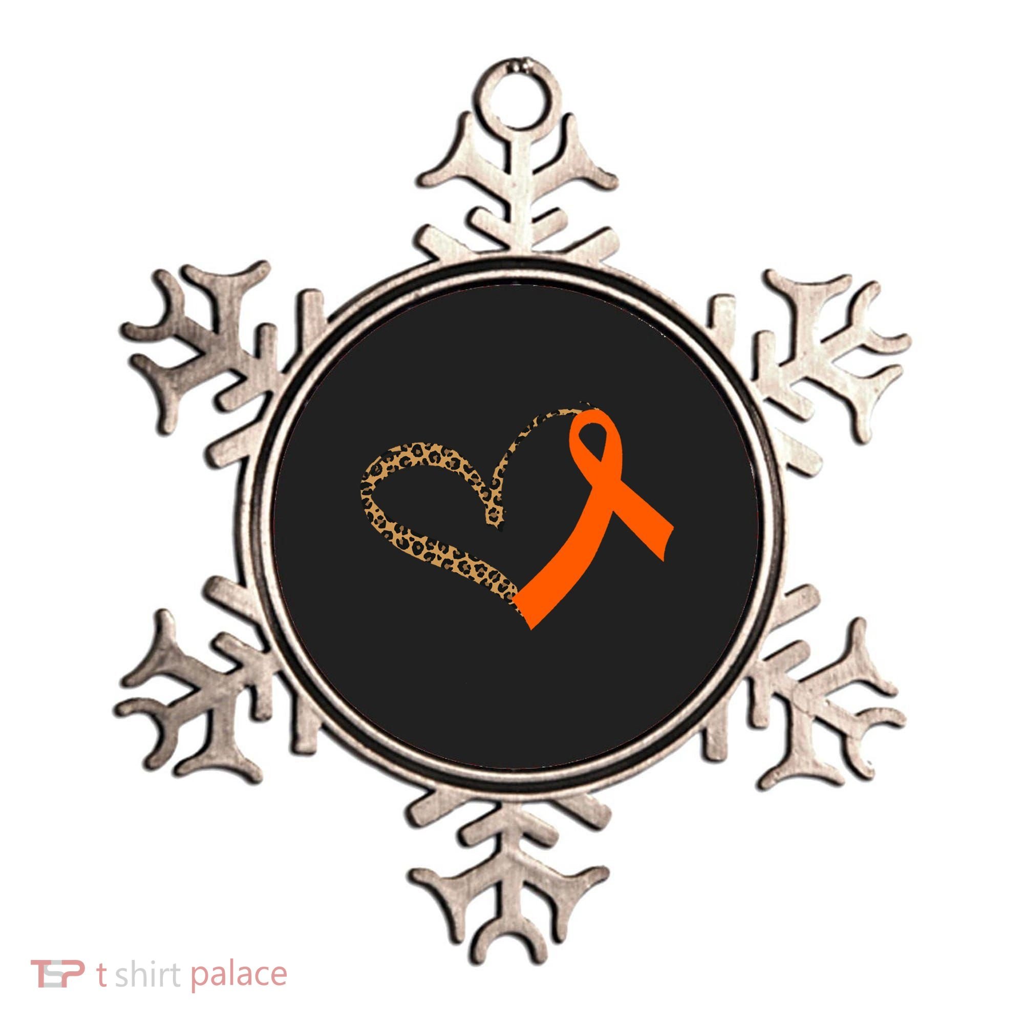 Leukemia Awareness Cancer Leopard Print Heart Orange Ribbon Gift Ornament