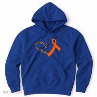 Leukemia Awareness Cancer Leopard Print Heart Orange Ribbon Gift Hoodie thumb 0