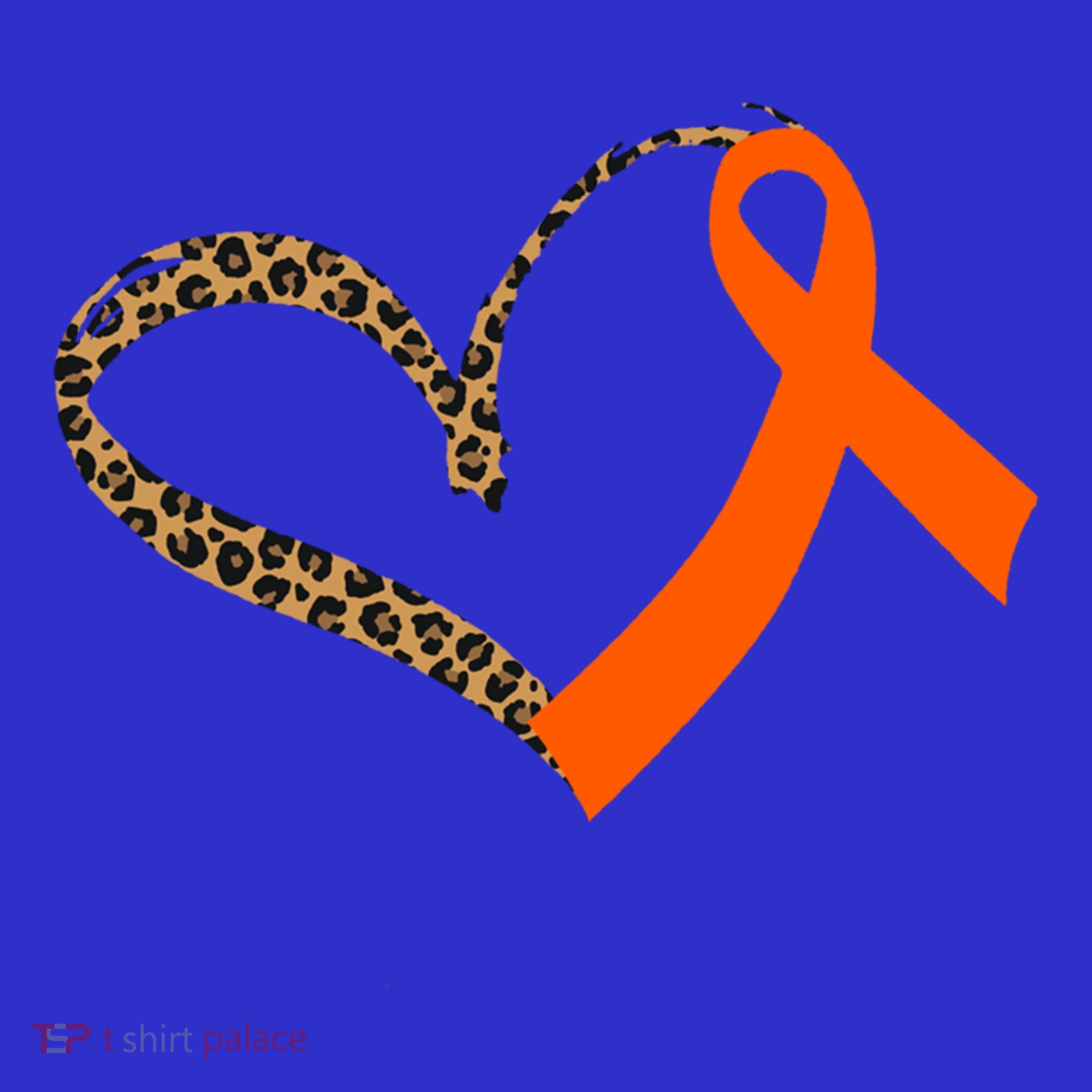 Leukemia Awareness Cancer Leopard Print Heart Orange Ribbon Gift Sweatshirt