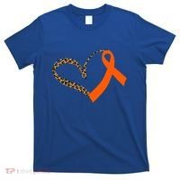 Leukemia Awareness Cancer Leopard Print Heart Orange Ribbon Gift T-Shirt thumb 0