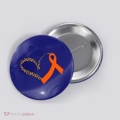 Leukemia Awareness Cancer Leopard Print Heart Orange Ribbon Gift Button
