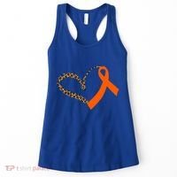 Leukemia Awareness Cancer Leopard Print Heart Orange Ribbon Gift Women's Tank Top thumb 0