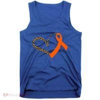 Leukemia Awareness Cancer Leopard Print Heart Orange Ribbon Gift Tank Top thumb 0