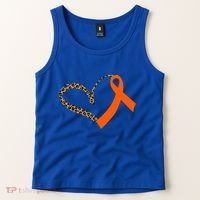 Leukemia Awareness Cancer Leopard Print Heart Orange Ribbon Gift Tank Top thumb 2