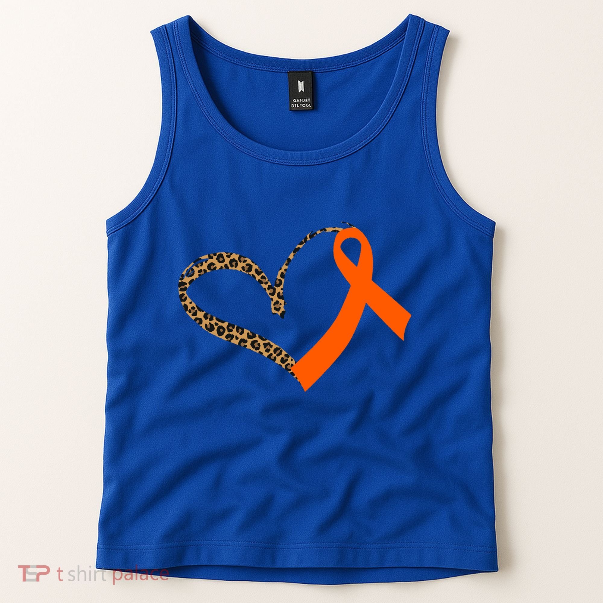 Leukemia Awareness Cancer Leopard Print Heart Orange Ribbon Gift Tank Top