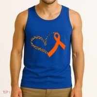 Leukemia Awareness Cancer Leopard Print Heart Orange Ribbon Gift Tank Top thumb 3