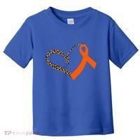 Leukemia Awareness Cancer Leopard Print Heart Orange Ribbon Gift Toddler T-Shirt thumb 0