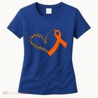 Leukemia Awareness Cancer Leopard Print Heart Orange Ribbon Gift Women's T-Shirt thumb 0