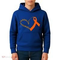 Leukemia Awareness Cancer Leopard Print Heart Orange Ribbon Gift Kids Hoodie thumb 4