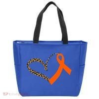 Leukemia Awareness Cancer Leopard Print Heart Orange Ribbon Gift Tote Bag thumb 0
