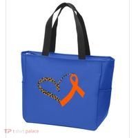 Leukemia Awareness Cancer Leopard Print Heart Orange Ribbon Gift Tote Bag thumb 3