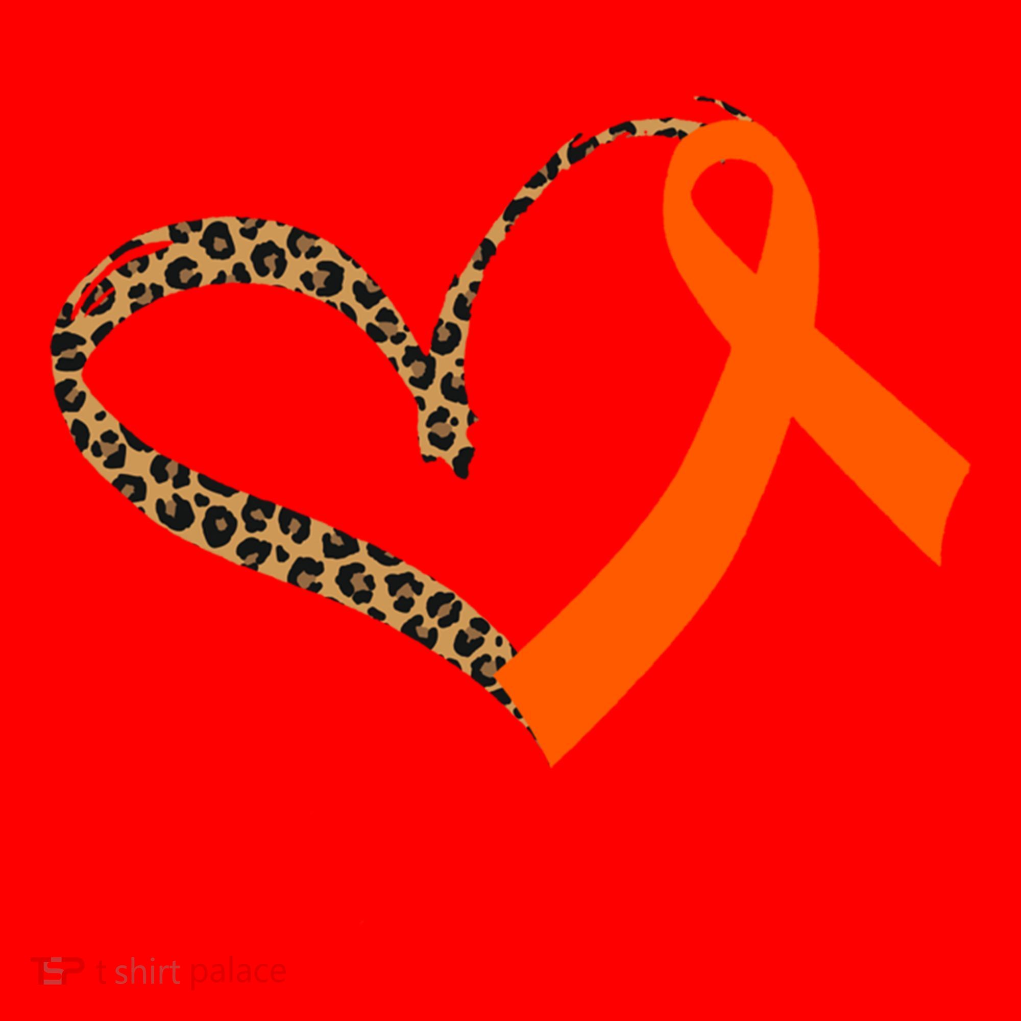 Leukemia Awareness Cancer Leopard Print Heart Orange Ribbon Gift Santa Hat