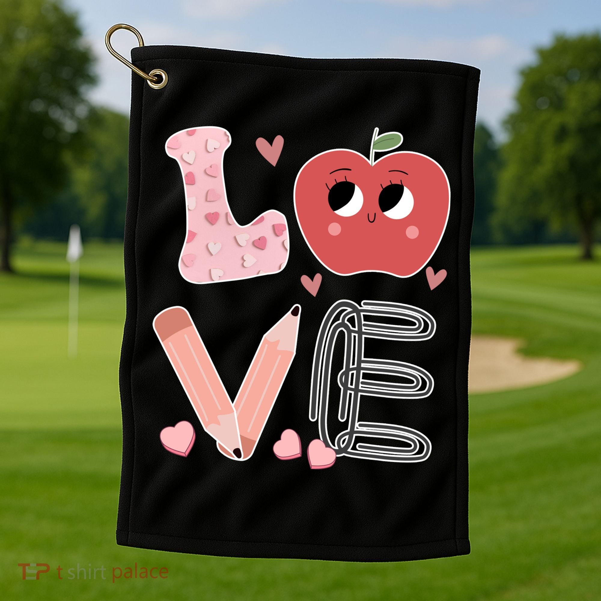 Love Apple Cute Teacher Gift Golf Towel