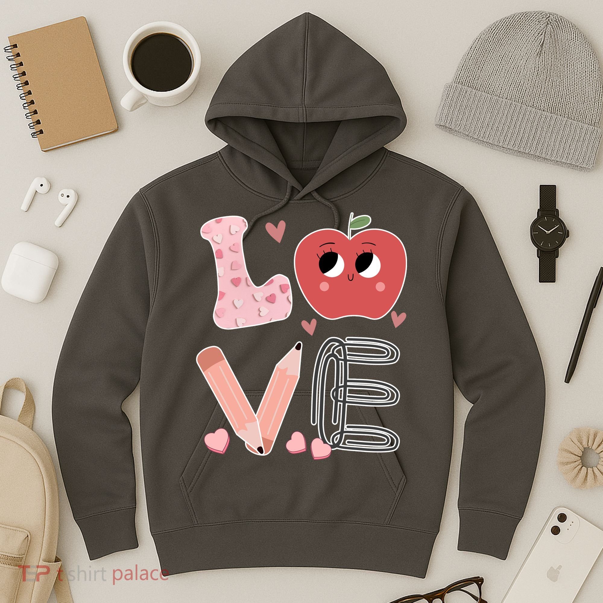 Love Apple Cute Teacher Gift Hoodie