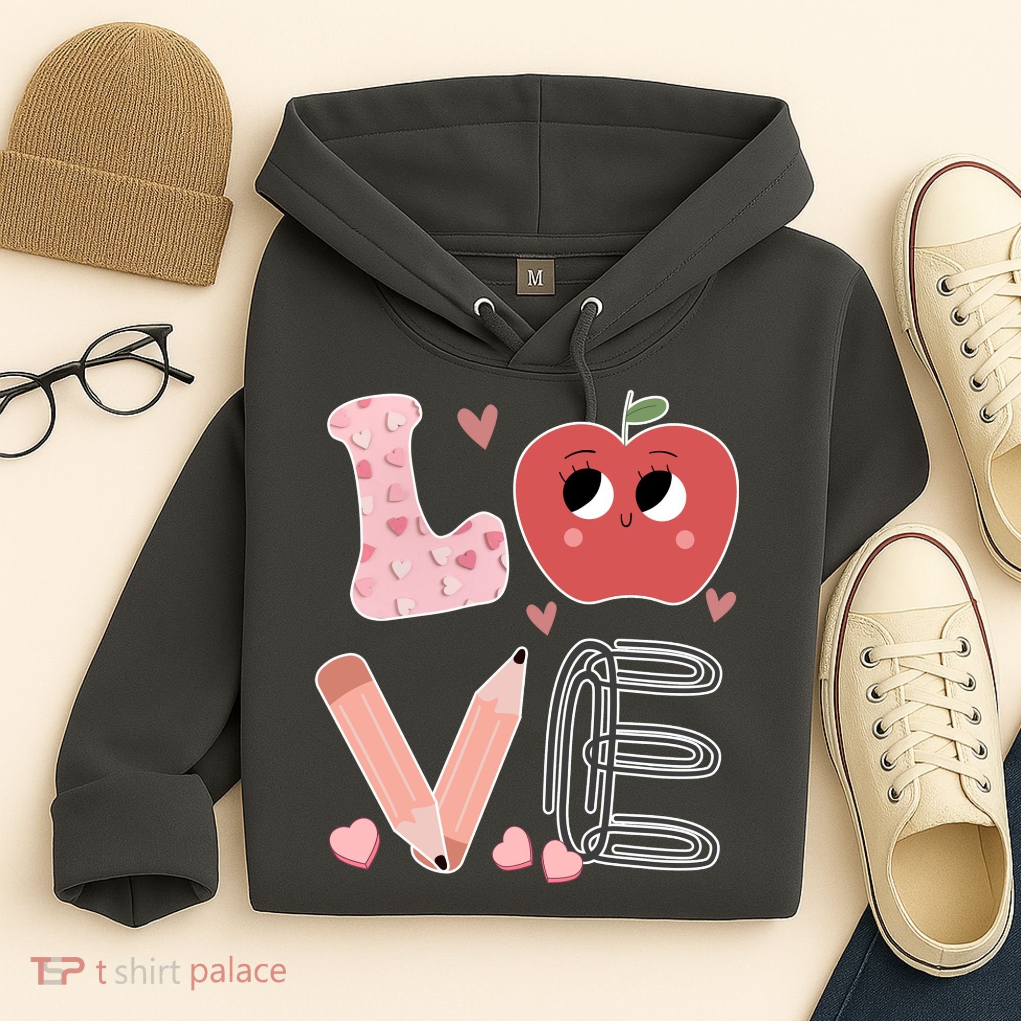 Love Apple Cute Teacher Gift Hoodie