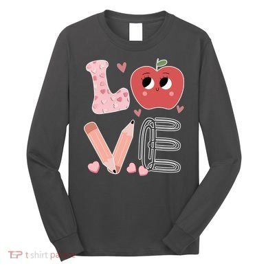 Love Apple Cute Teacher Gift Long Sleeve Shirt