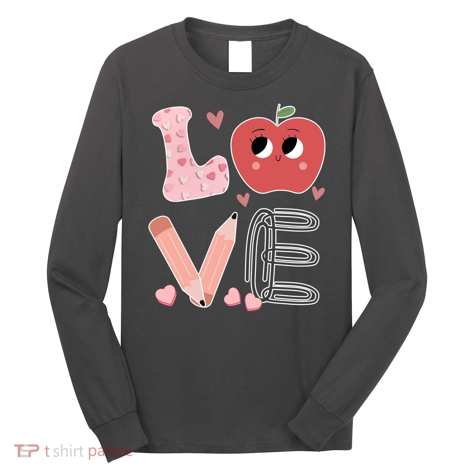 Love Apple Cute Teacher Gift Long Sleeve Shirt