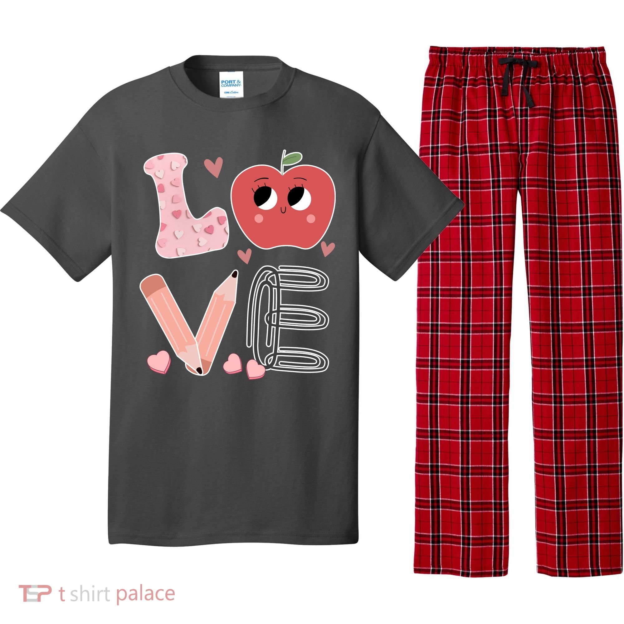 Love Apple Cute Teacher Gift Pajama Set