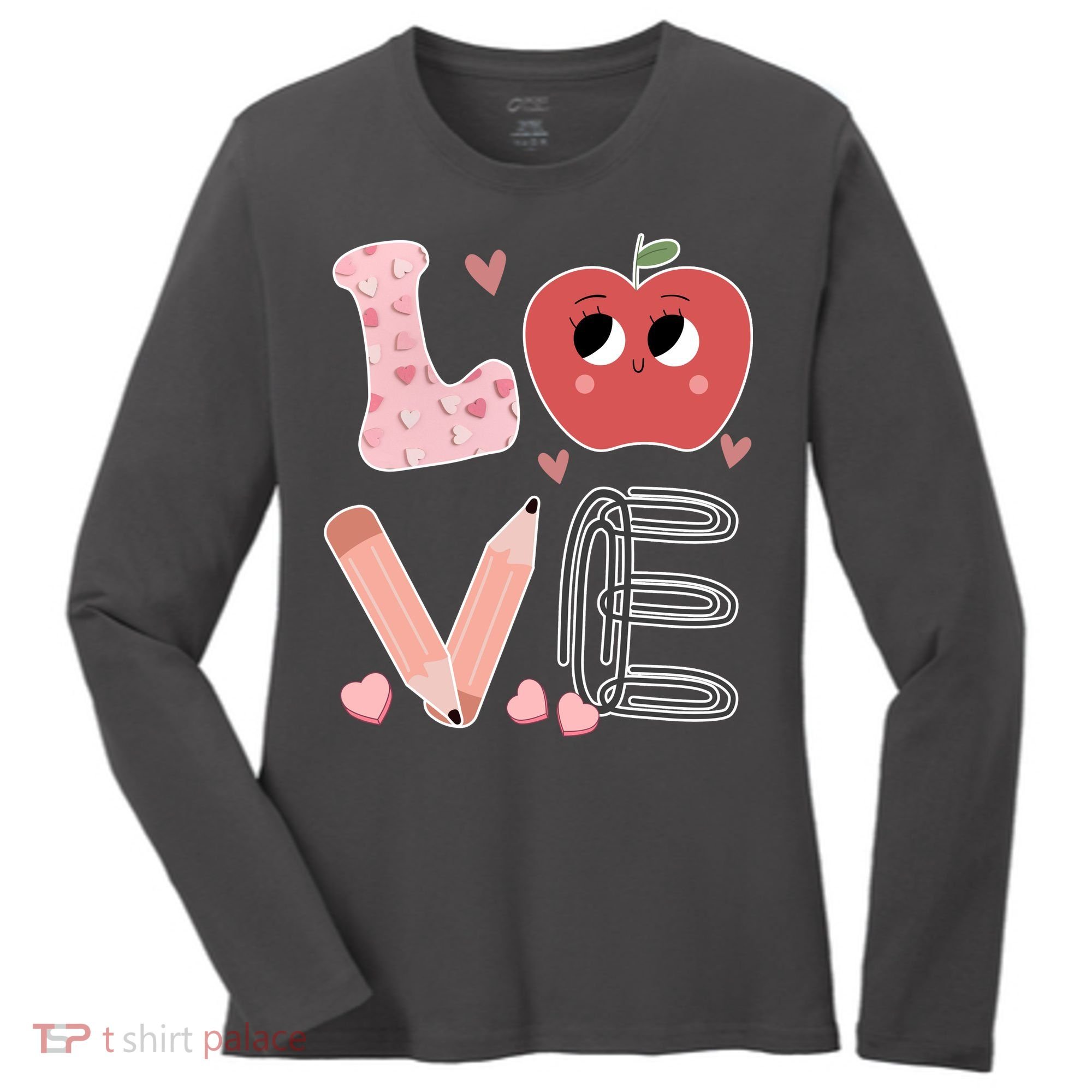 Love Apple Cute Teacher Gift Women's Long Sleeve Shirt